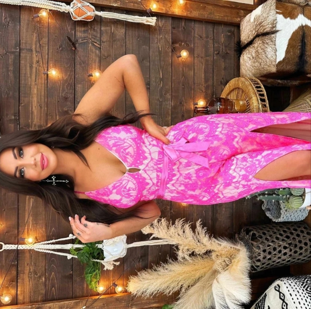 Southern fried chics pink lace jumpsuit